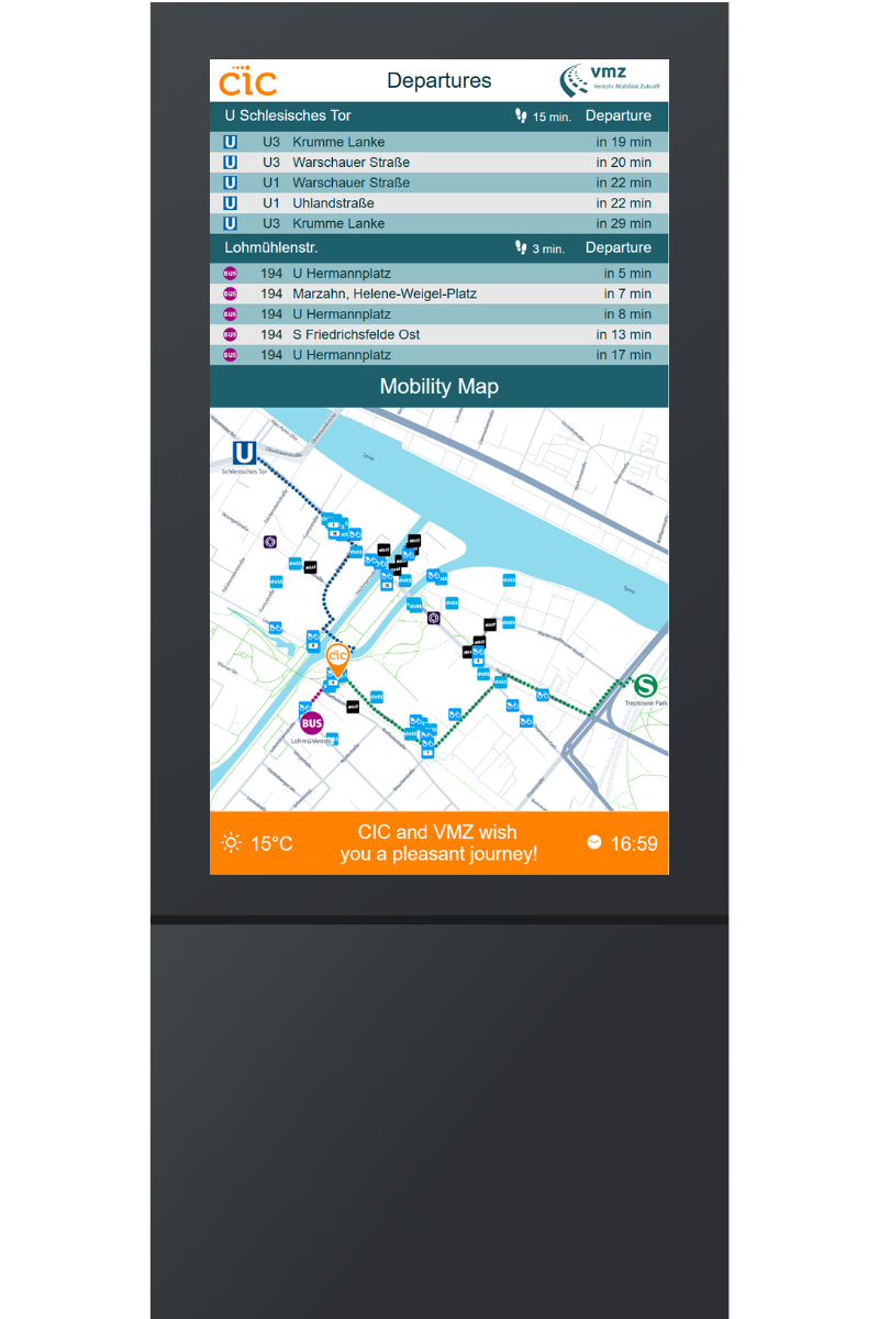 Mobiilitätsmonitor im CIC Berlin MoockUp