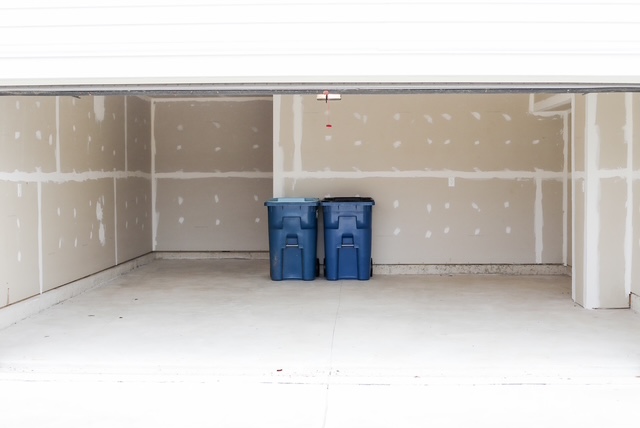 Garage with trash cans