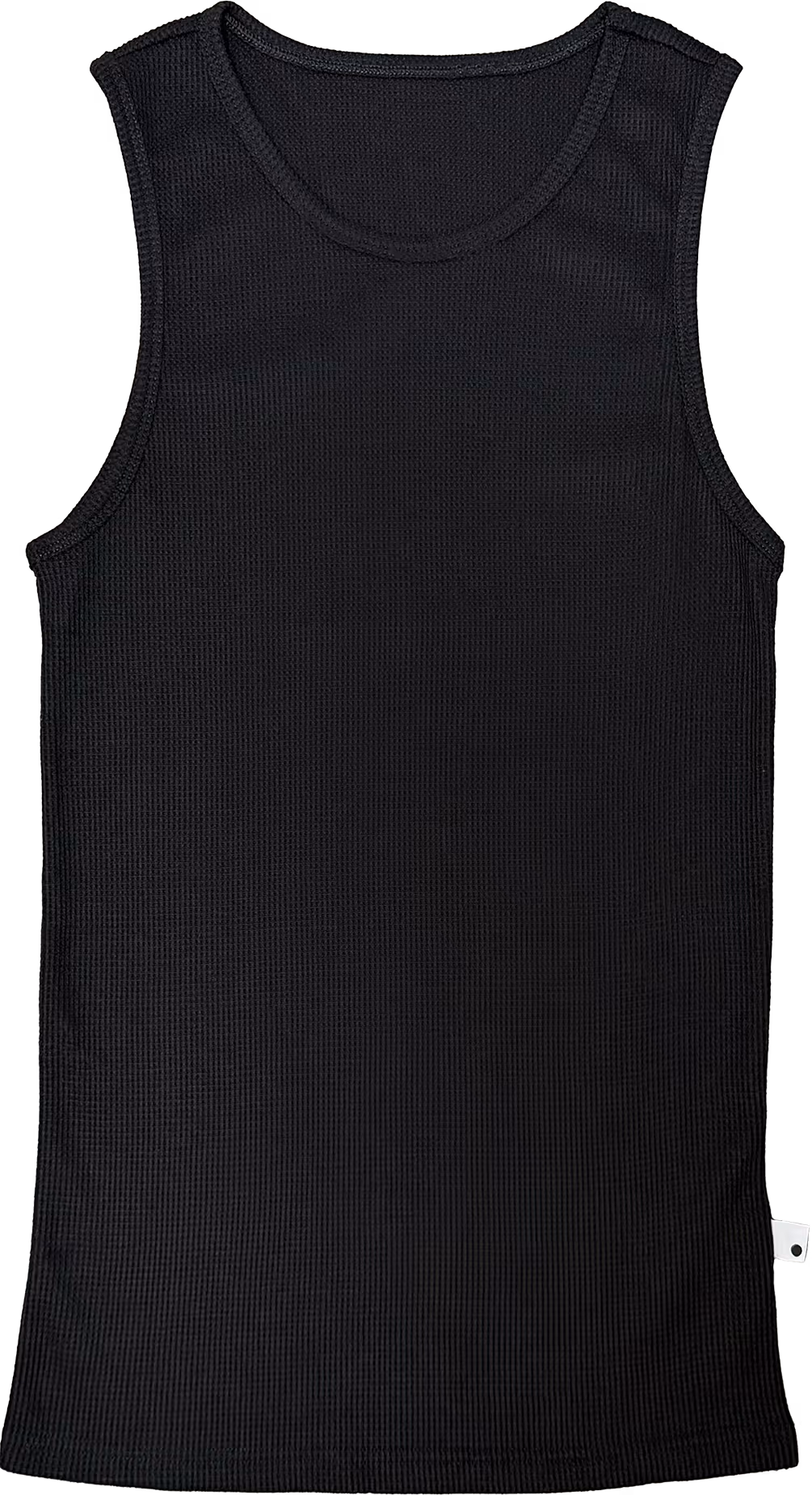 The Waffle Vest combines comfort and style with its waffle knit fabric and snug high collar. Crafted from a blend of cotton and spandex, this versatile tank offers a regular fit with an extended length, perfect for tucking in or creating a scrunch effect. Ideal for layering or wearing solo, it provides a sleek, modern look for everyday wear.