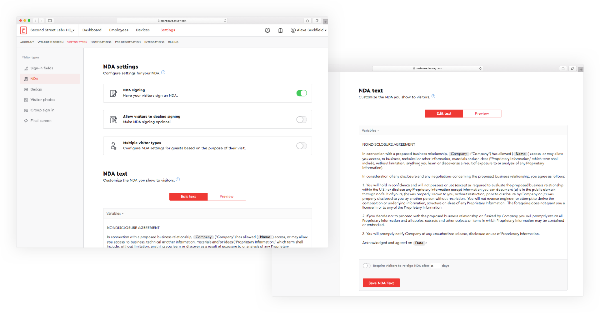 dashboard ui of envoy product