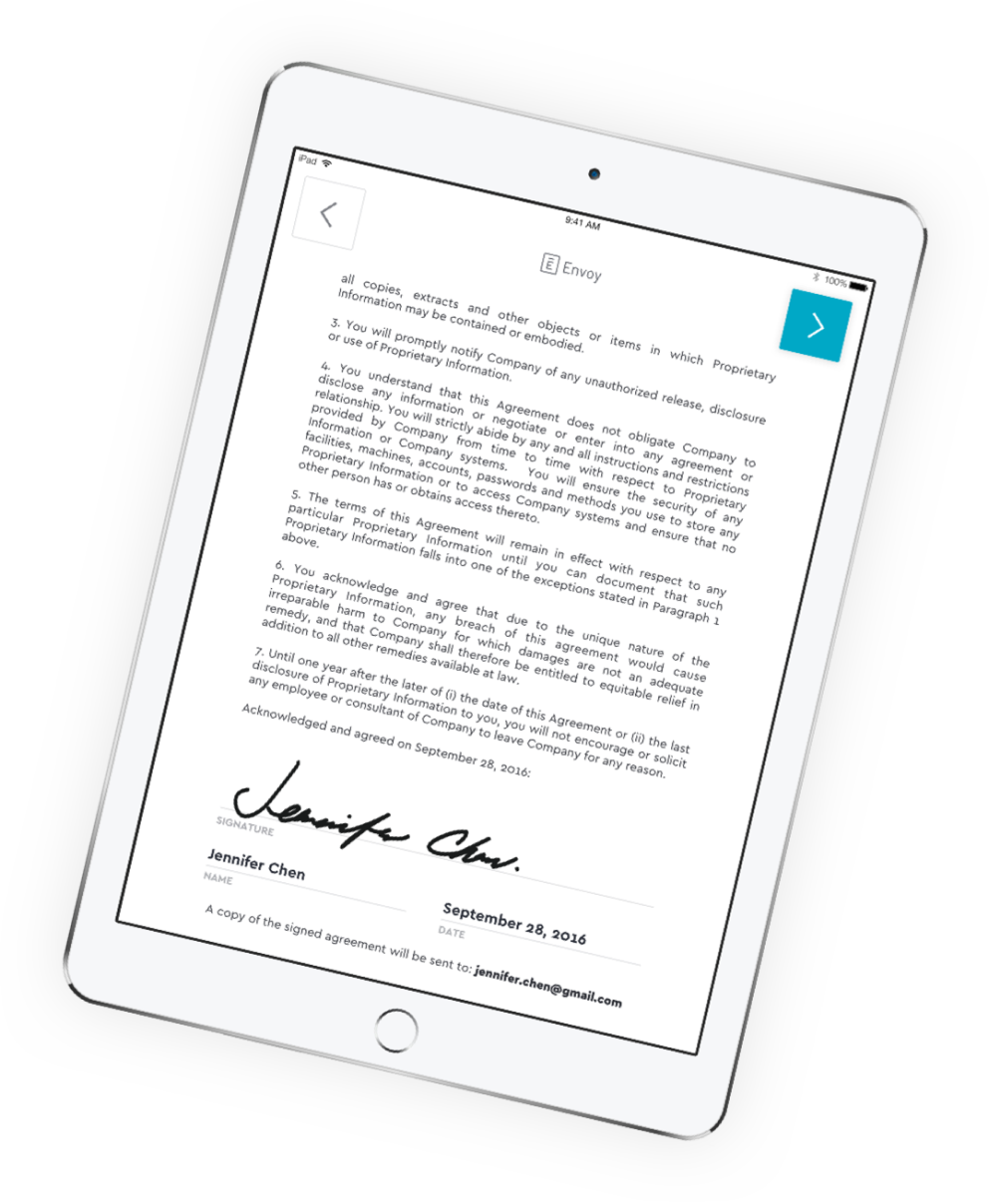 Ipad showing a legal document