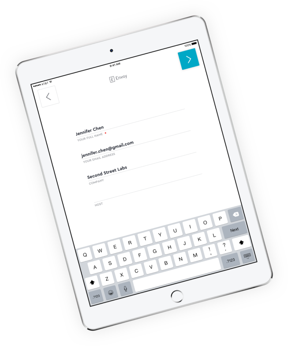 Ipad showing a form ui