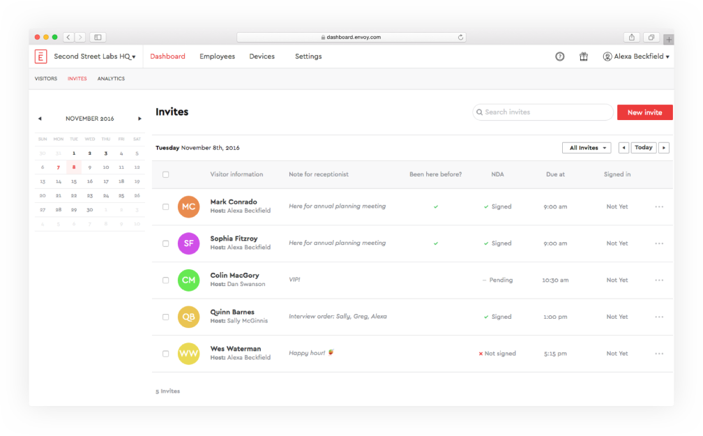 Dashboard Invites UI