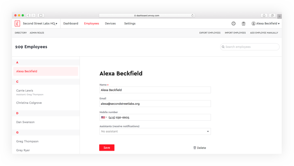Dashboard ui showing a form
