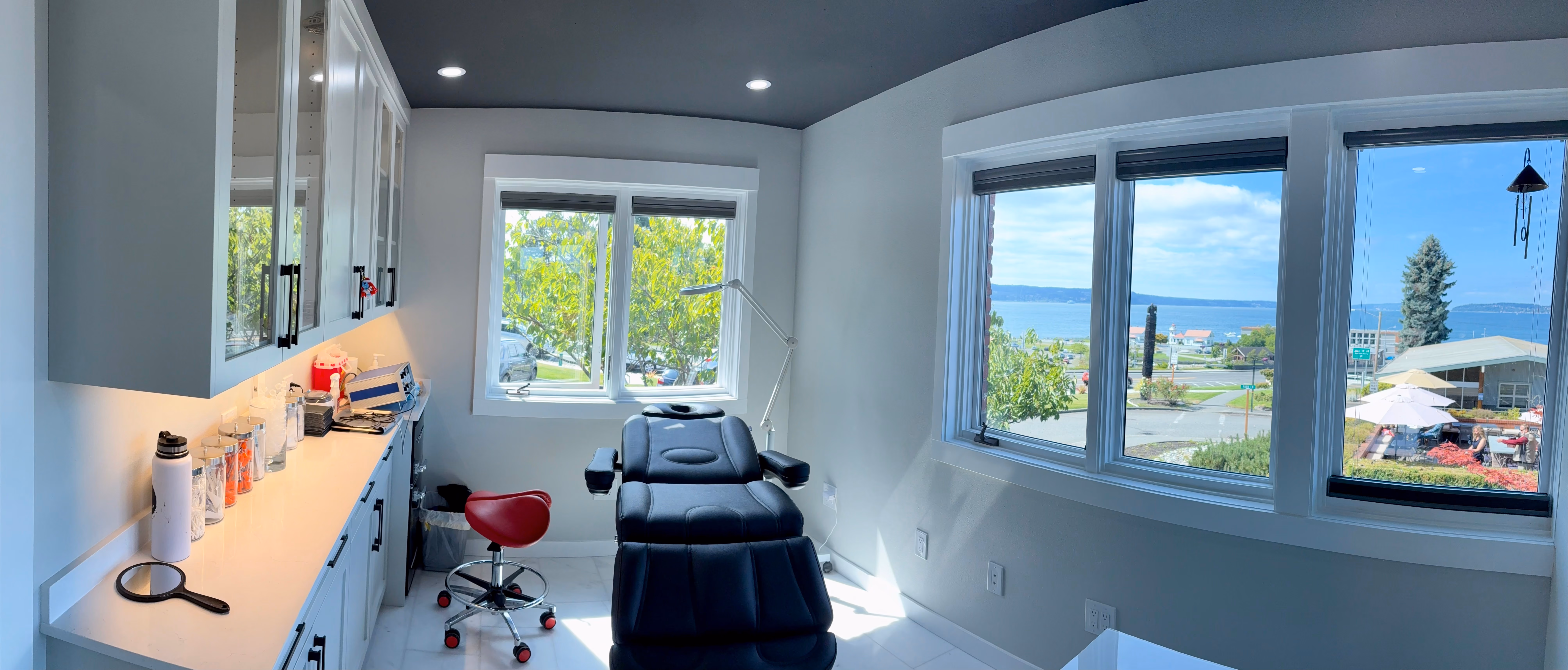 Waterfront view from Hagen Health and Absolute Aesthetics in Mukilteo, Washington.