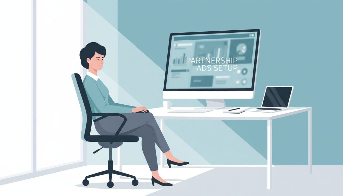 Thai marketing manager at office desk with hand on mouse views blurred Meta ads dashboard on computer screen.