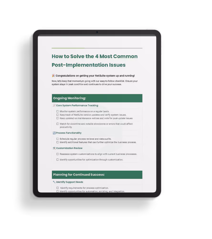 Visual guide on solving  top 4 common post-implementation issues effectively.