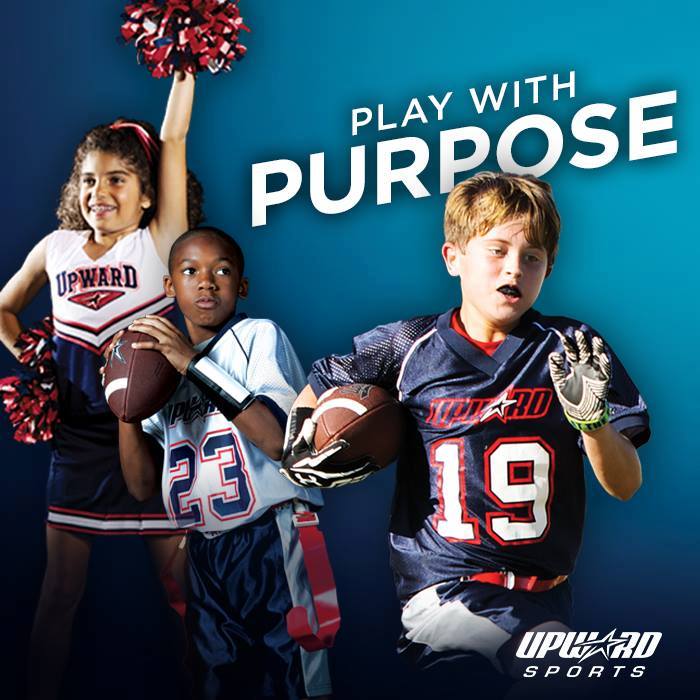 Upward kids cheerleading and playing football