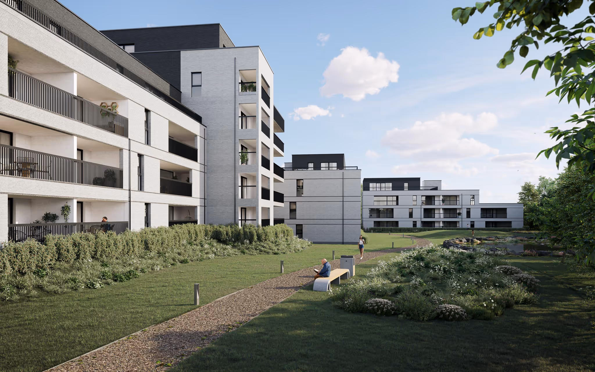 Vue sur la promotion immobilière des Jardins de la Légia à Ans