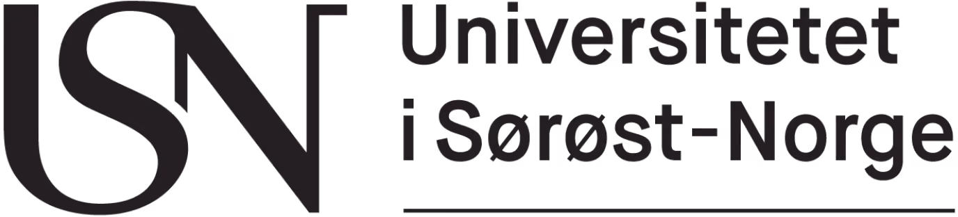 Logoen til Universitetet i Sørøst-Norge, med stiliserte initialer "USN" til venstre og hele universitetsnavnet på norsk til høyre.