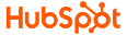 Orange HubSpot wordmark logo on black background.