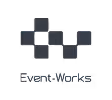 Black squares arranged in an abstract pattern with the text 'Event Works' below.