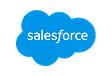 Salesforce company logo with white text inside a blue cloud shape.