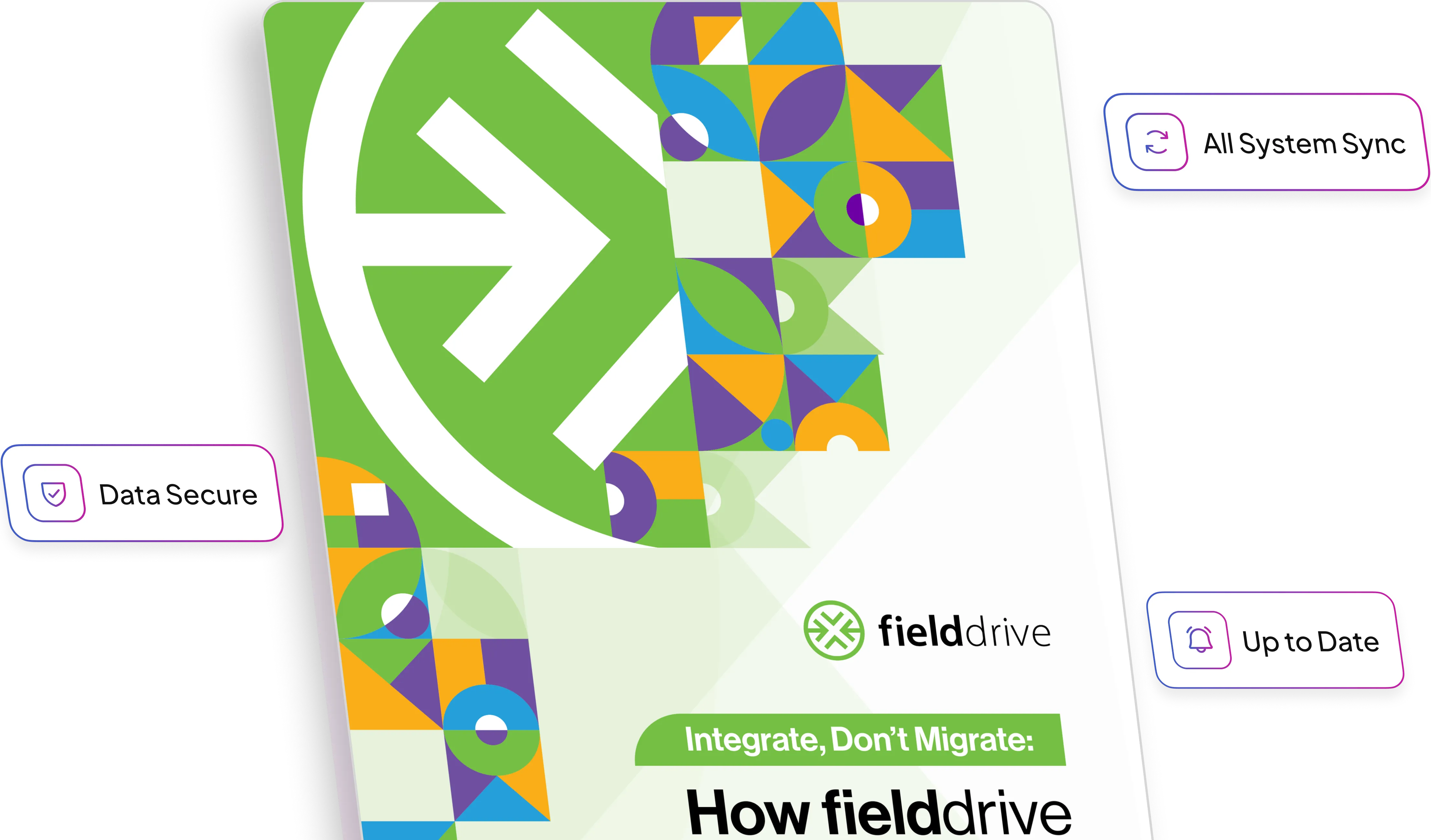 Ebook cover titled Integrate, don't migrate: How fielddrive enhances your current event tech.