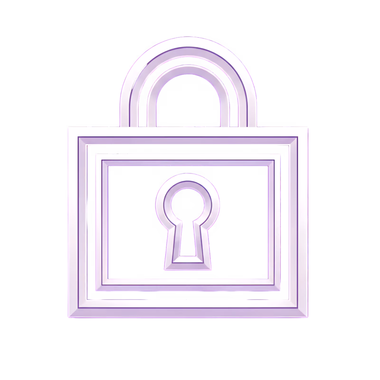 3D style purple padlock icon with keyhole on transparent background.