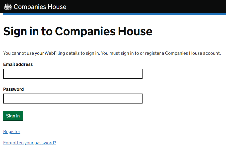 sign into companies house