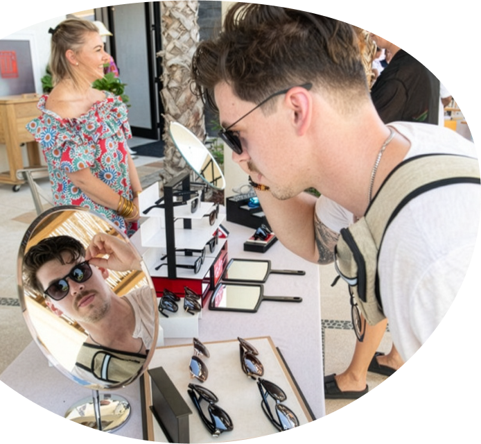 Luxury sunglasses bar setup for a corporate event activation