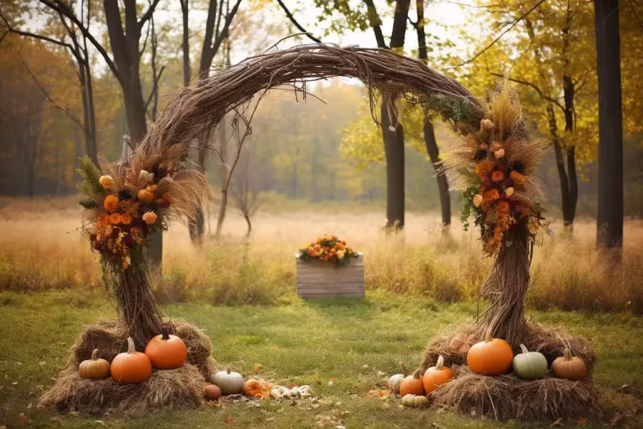 A fall themed wedding arch