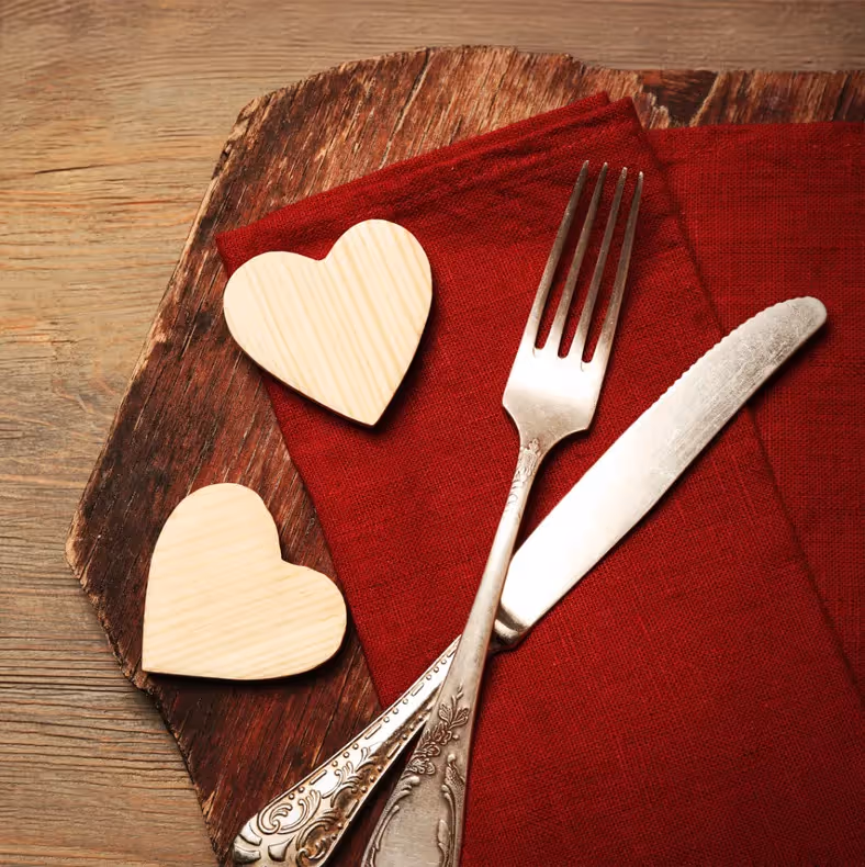 Valentine's Day themed dining utensils