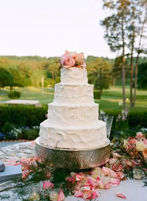 White wedding cake by Barb's Cakes.
