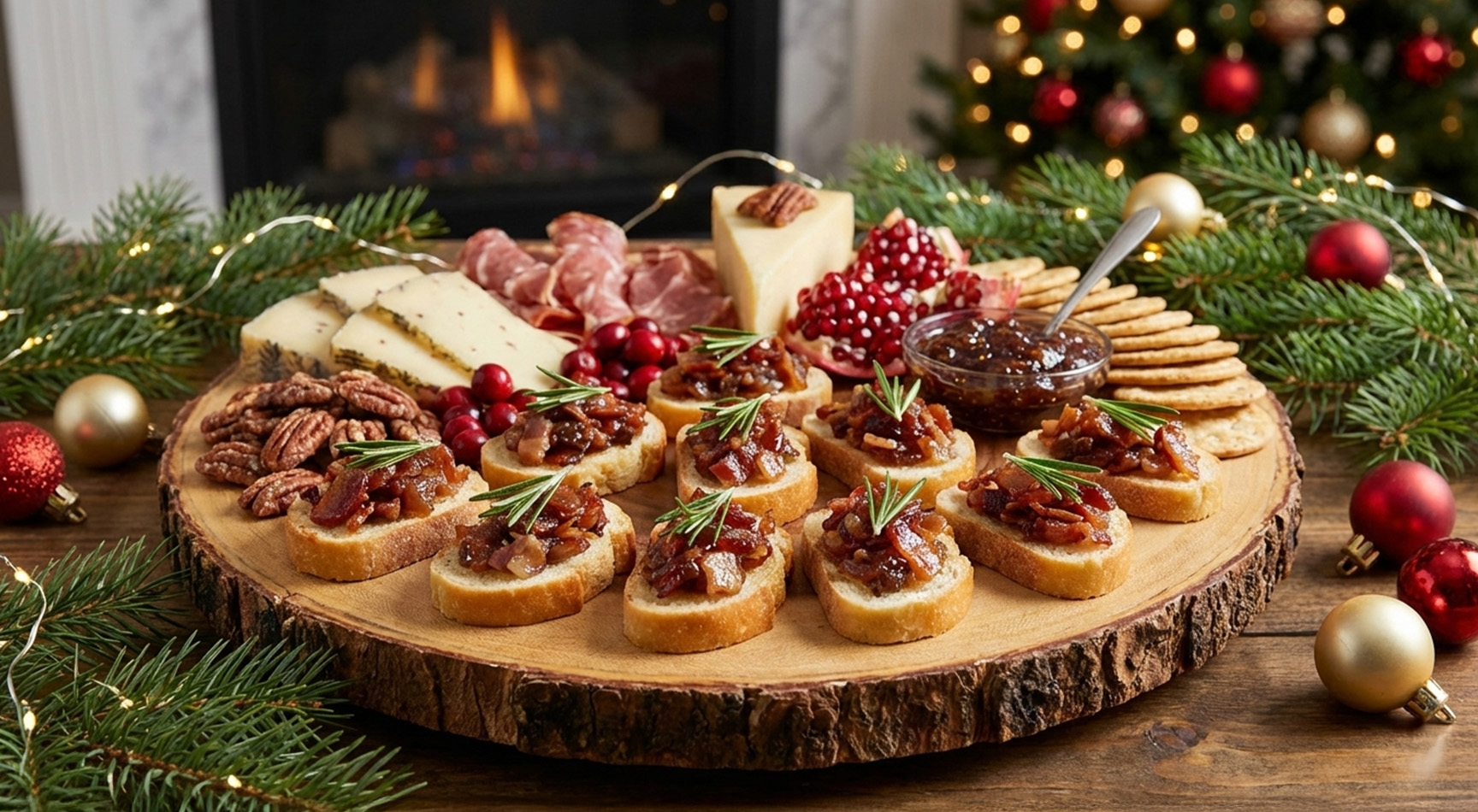 Holiday Bacon Jam on Festive Platter.