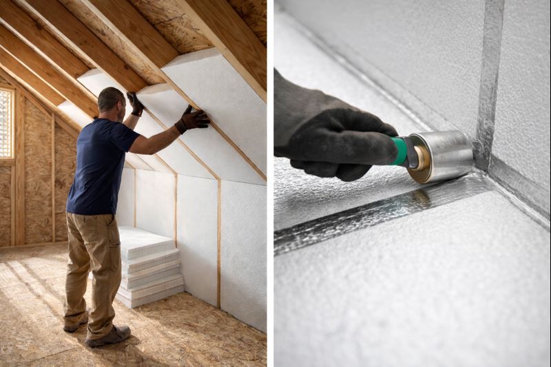 Rigid foam insulation boards installed along a roofline for stronger thermal control in a South Florida home