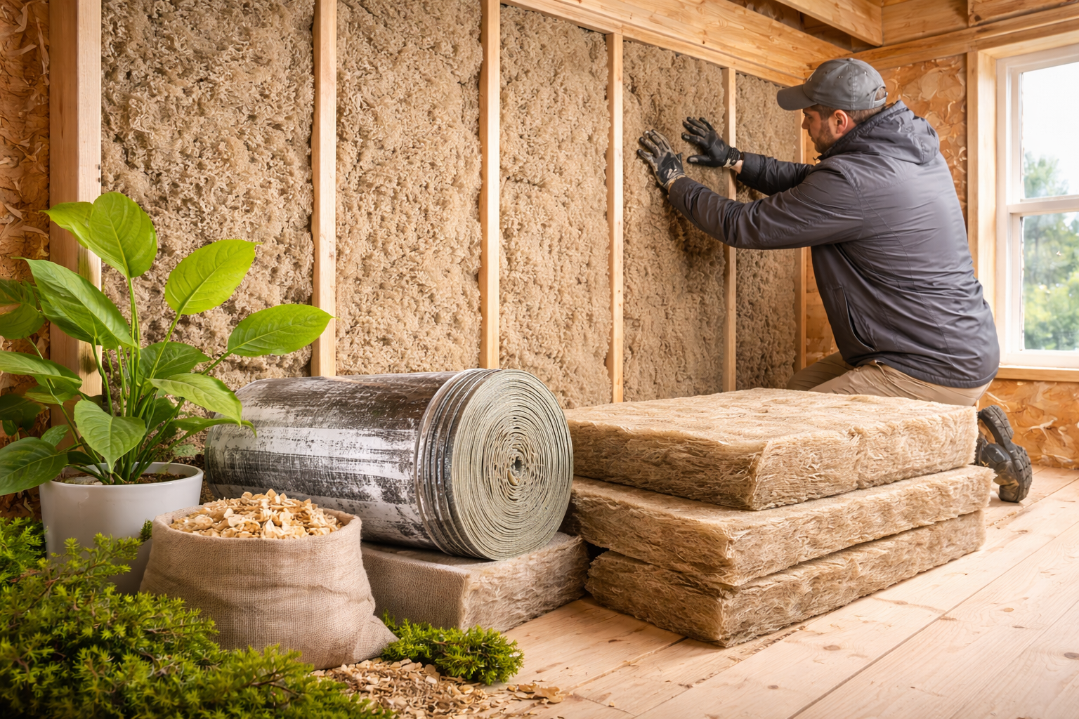 Eco friendly insulation concept image representing sustainable materials and energy efficiency