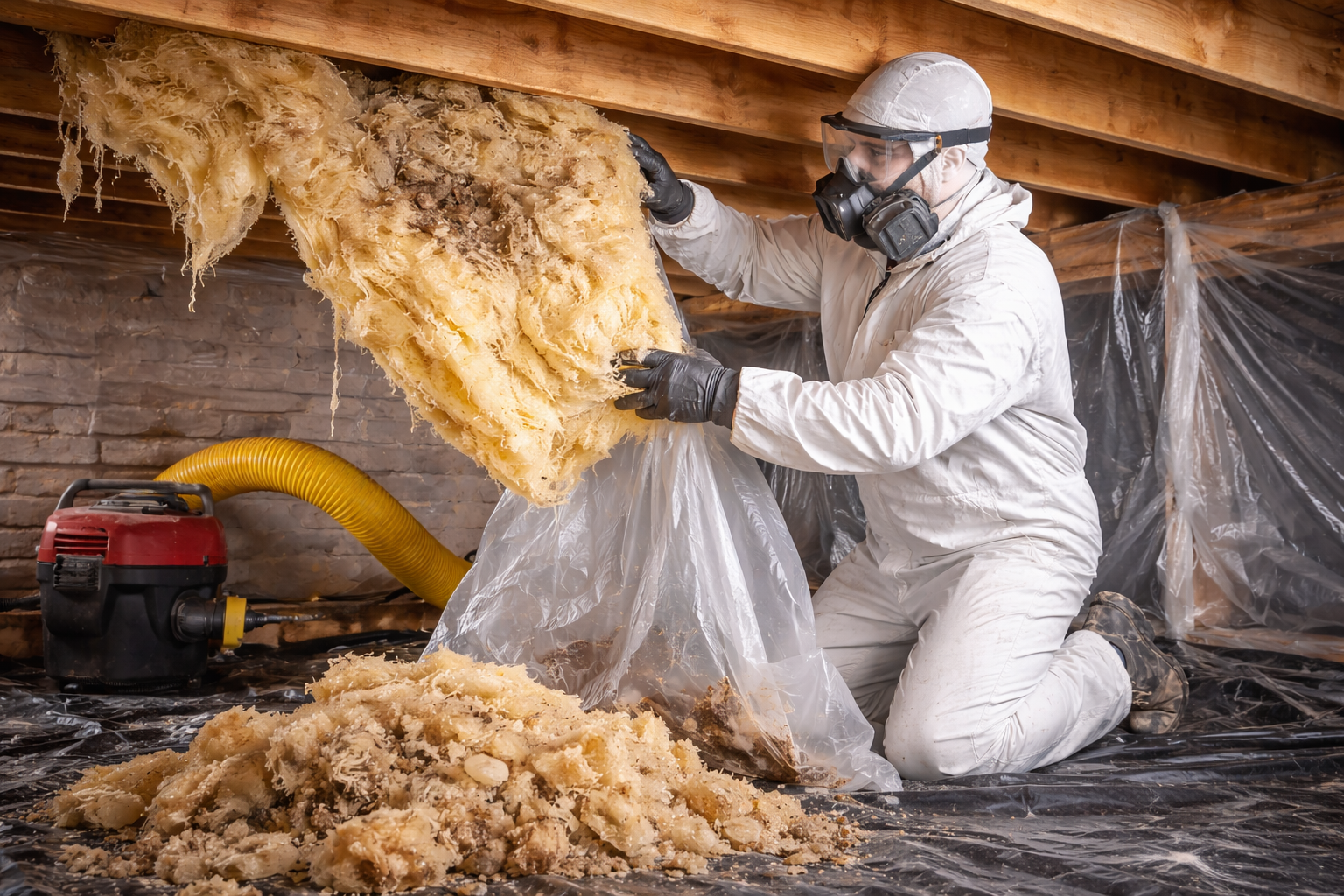 Insulation installation protection and safety gear used during professional projects