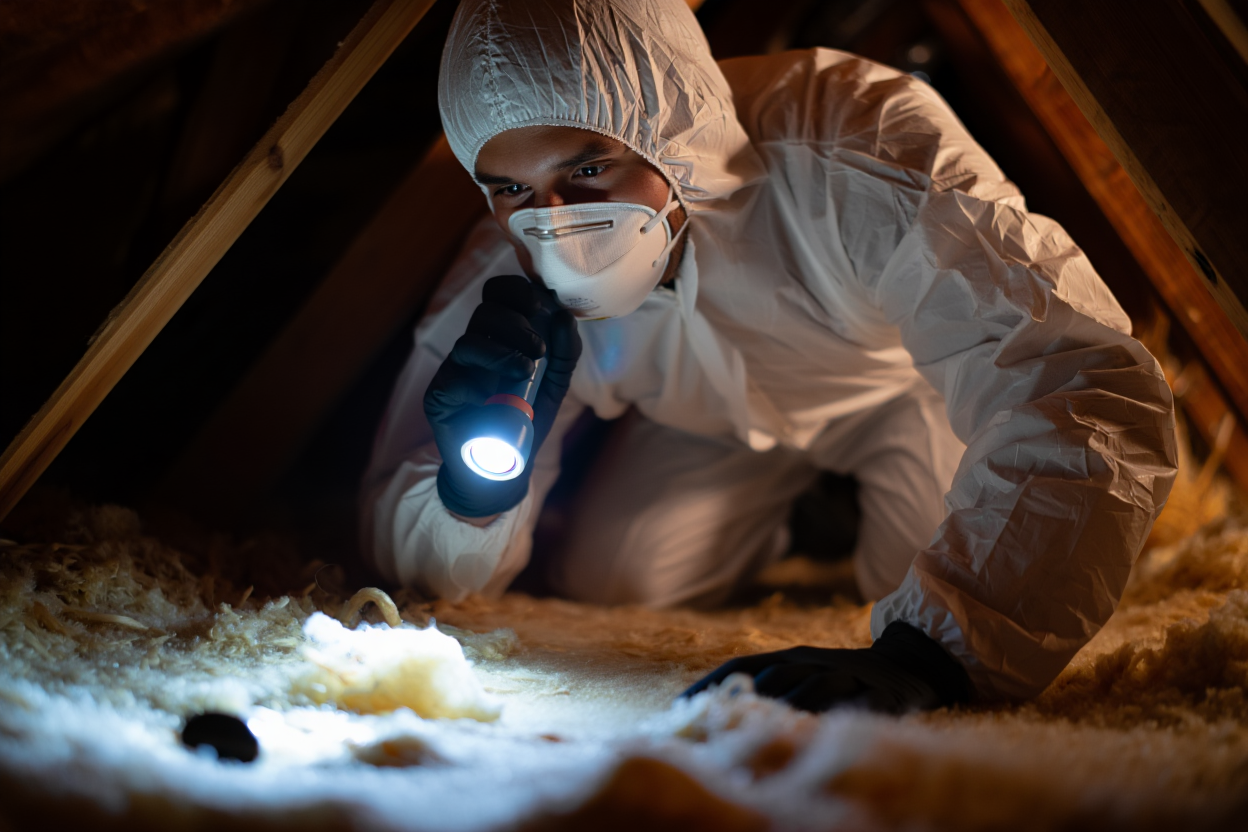 Atlas Insulation crew preparing attic rafters for fi-foil radiant barrier installation in Doral, FL