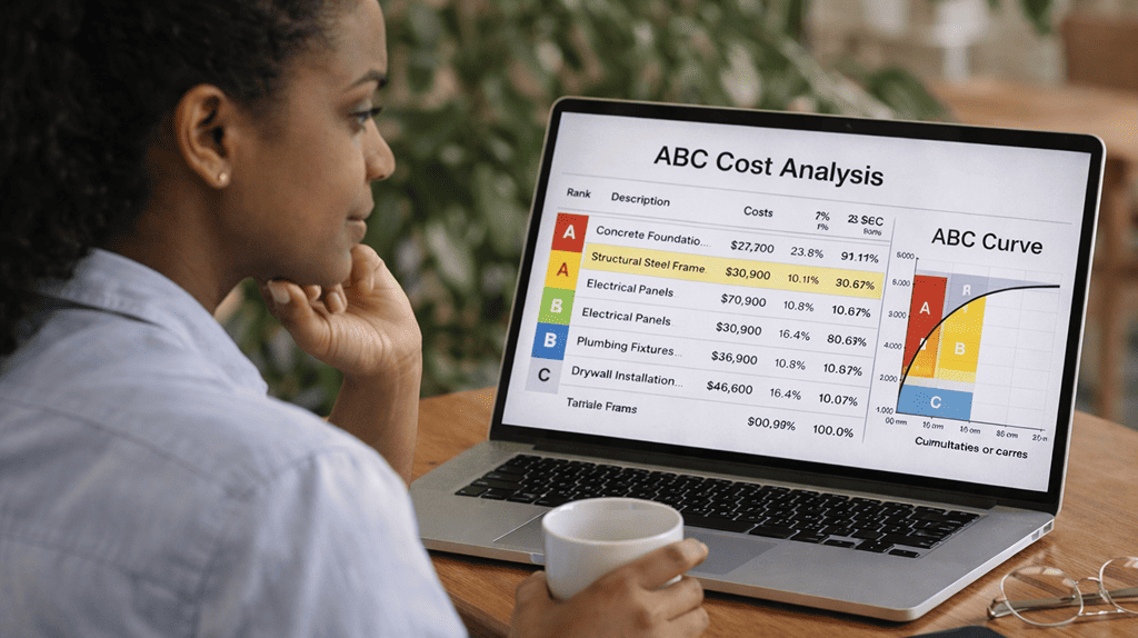 Curva ABC no controle de custos e priorização de insumos da obra 