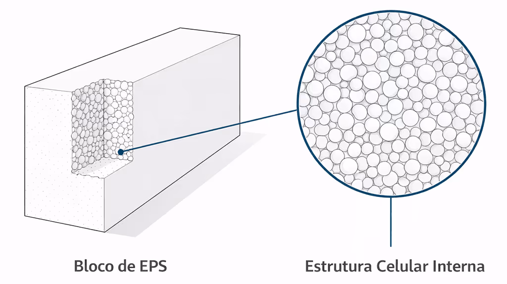 estrutura celular do poliestireno expandido eps ampliada 