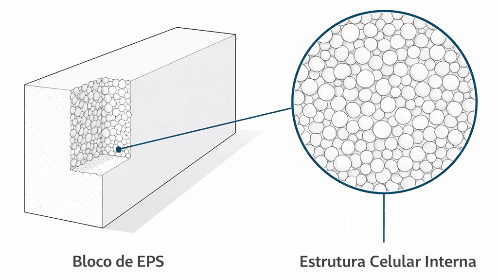 estrutura celular do poliestireno expandido eps ampliada