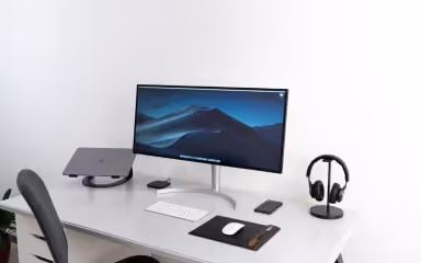 Desk with computer