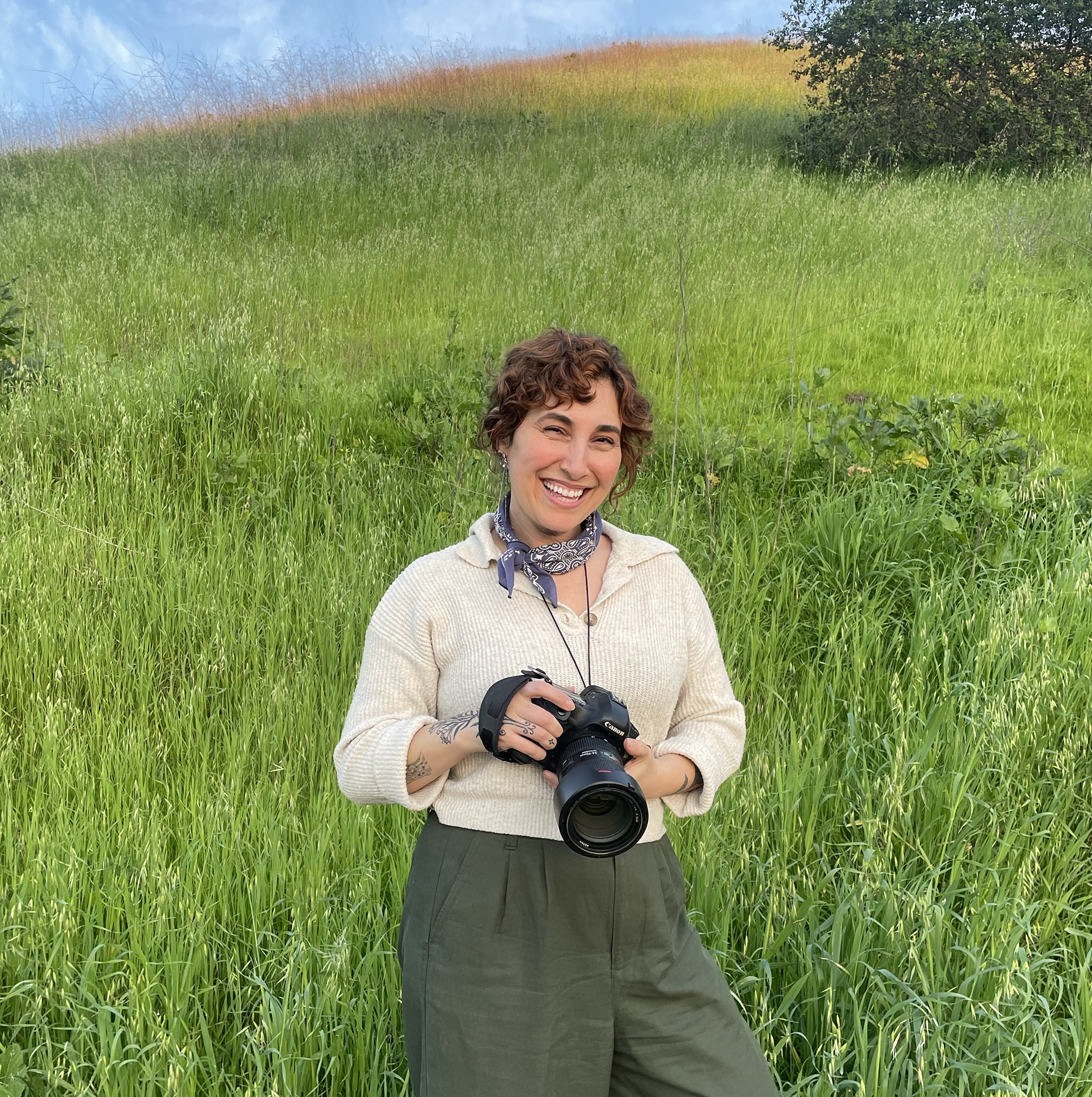 Portrait of Michelle on green hillside