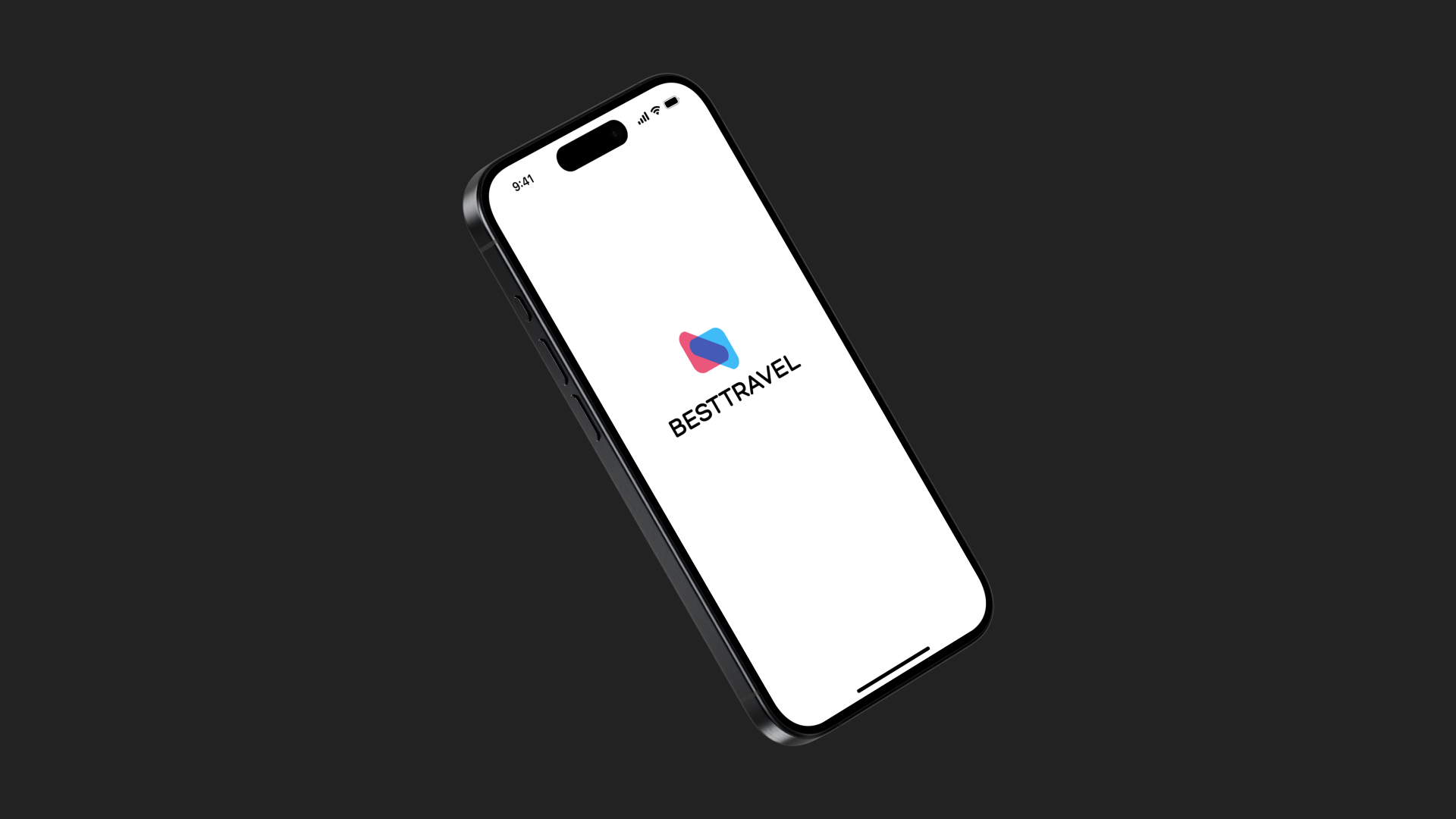 A phone mockup with the BestTravel App Logo