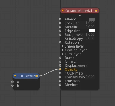 Setting Up the OSL Texture: Once you select the OSL Texture, link it to the Opacity channel. Then, go to the Script Category in the OSL Texture and use the dropdown menu to select “utils”.