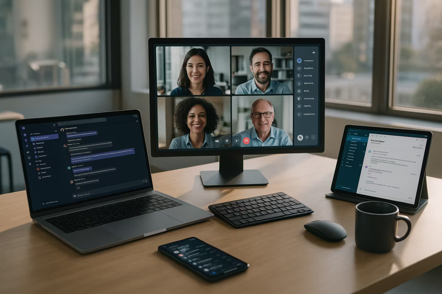 Modern office showcasing unified communications