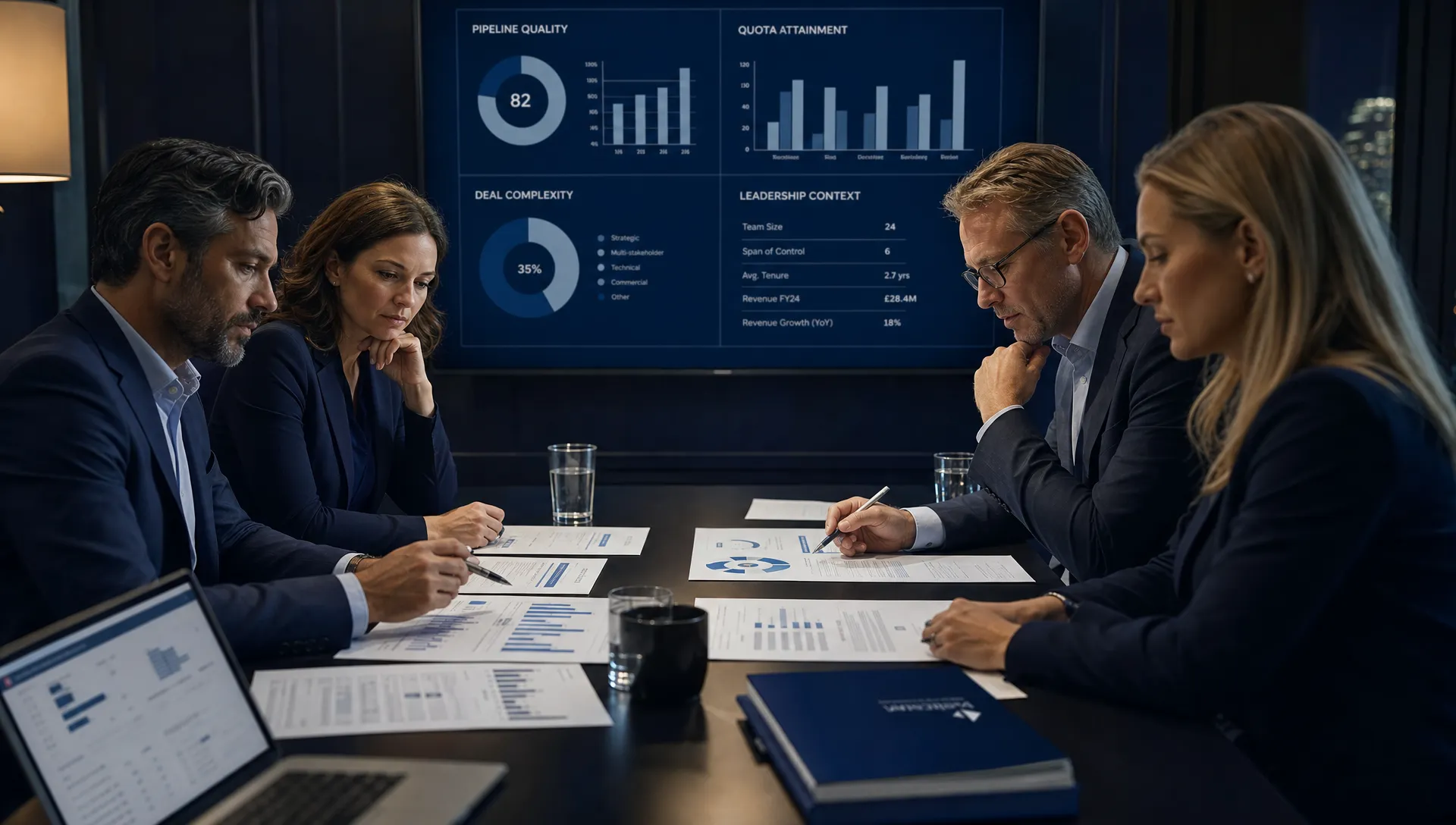 Sales-Headhunter prüfen Umsatznachweise anhand von Pipeline-Qualität, Zielerreichung, Deal-Komplexität und Führungskontext für die Besetzung einer leitenden Vertriebsposition.