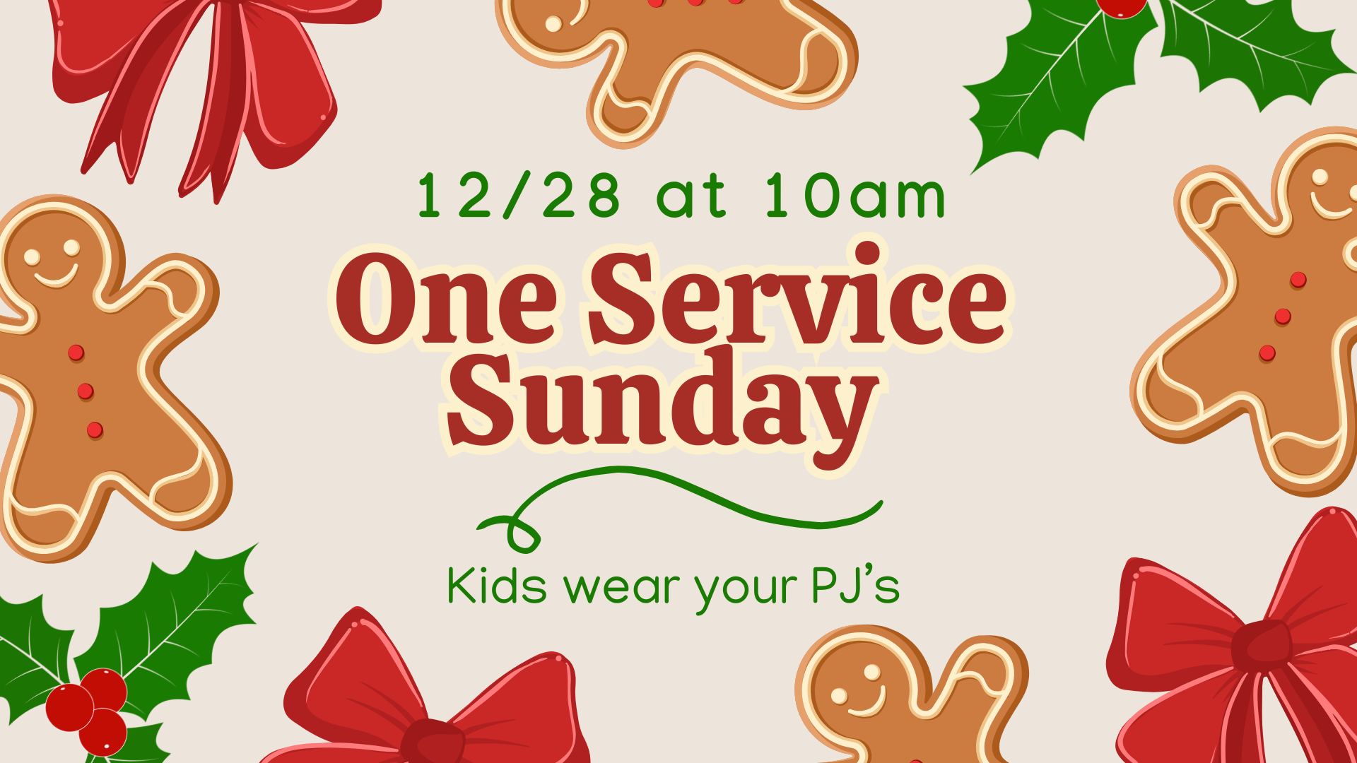 One Service on Sunday Dec 29th