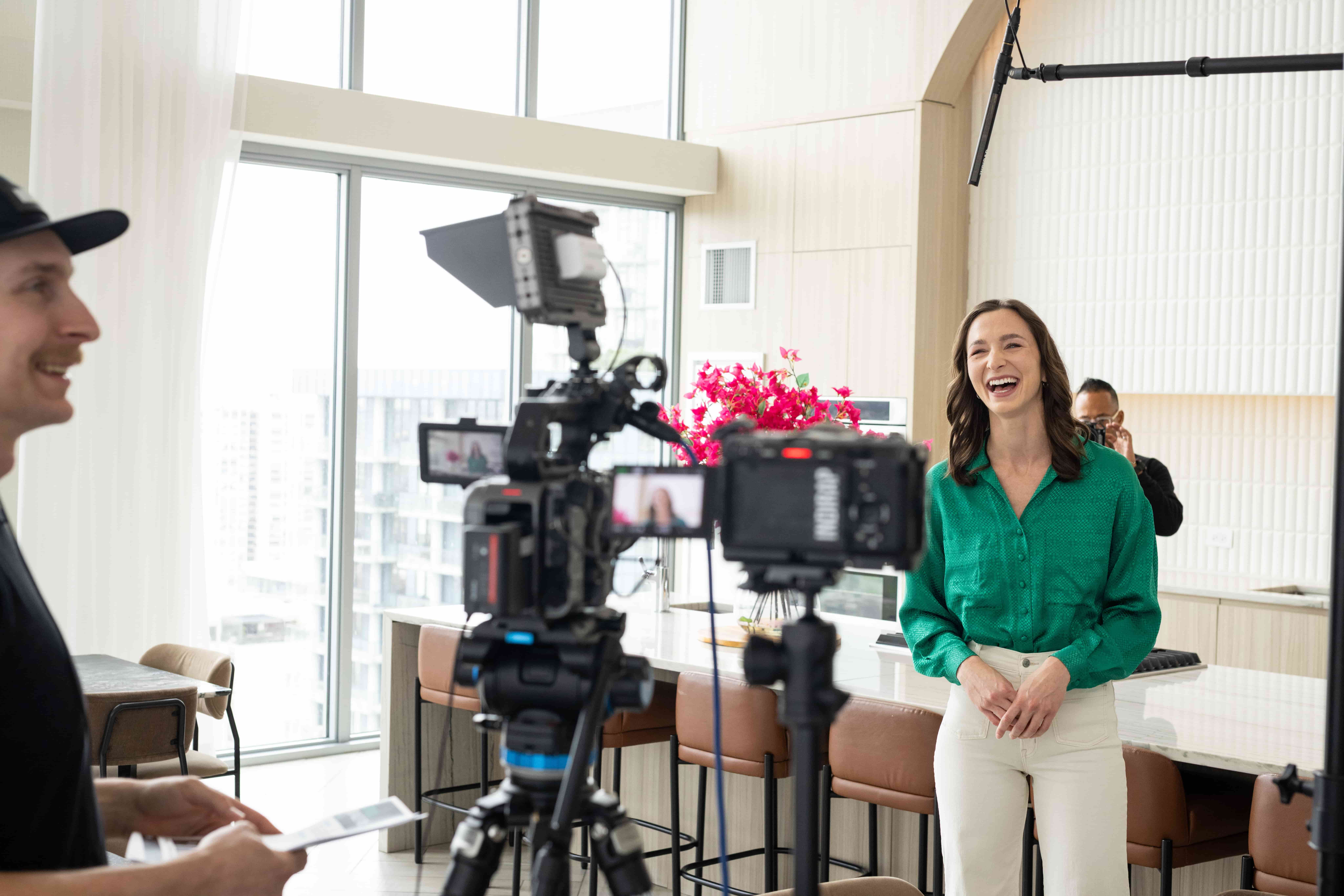 real estate agent behind the scenes shooting a video