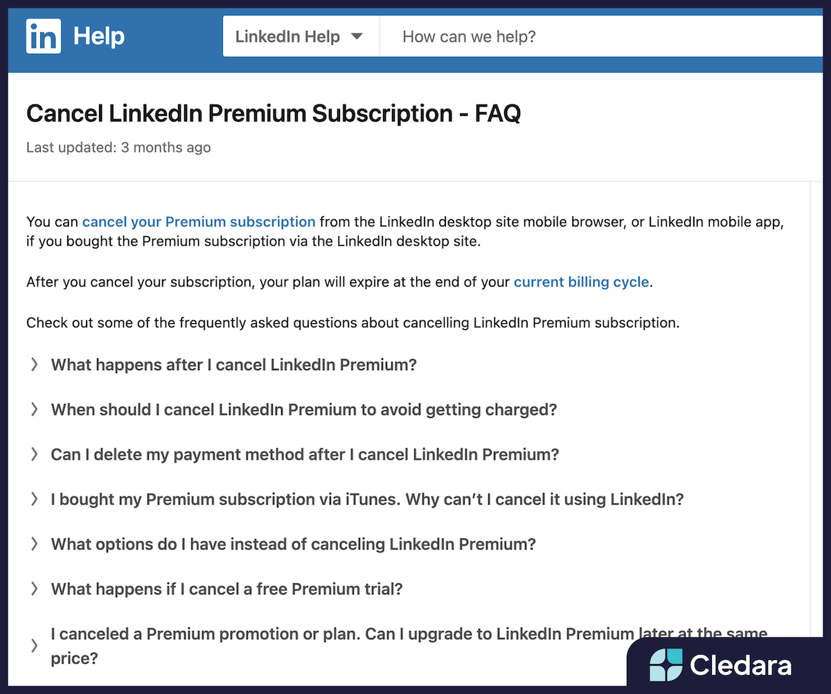 how to unsubscribe linkedin premium