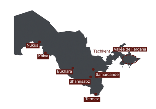 Uzbekistan oasis map