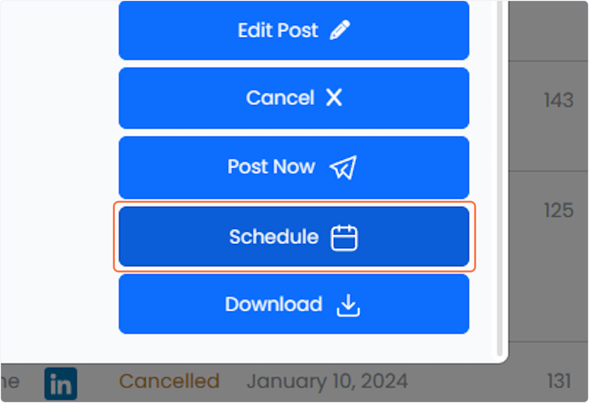 You may also reschedule the post by clicking on "Schedule"