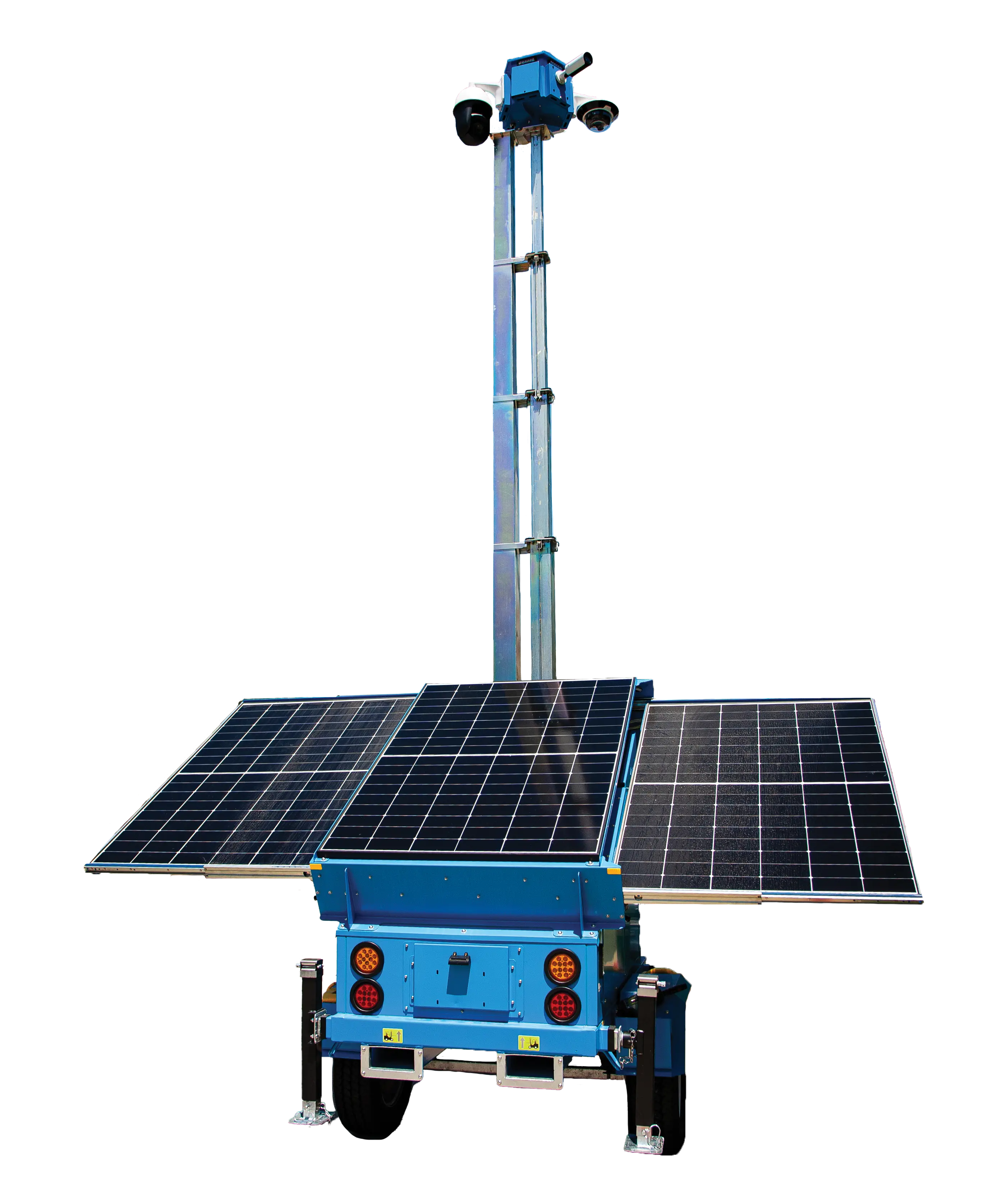 Integr8 MST-24 solar-powered mobile surveillance trailer with raised camera mast