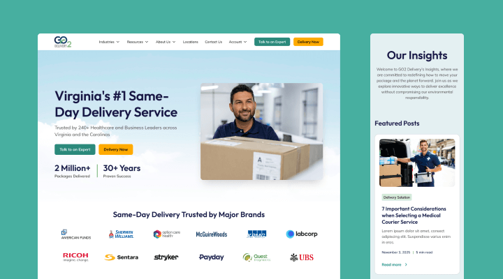 Go2 Delivery Homepage