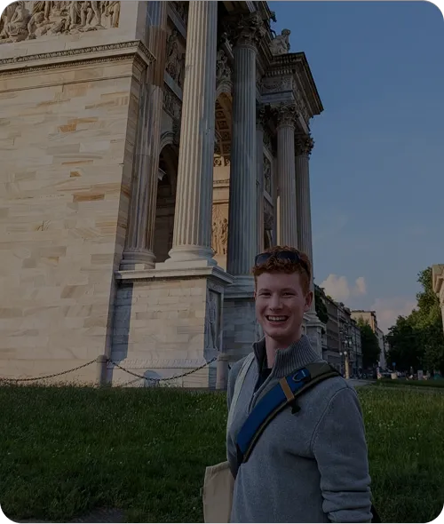 Picture of Hamish, an Australian student in Milan during a community event organized by the IFA team