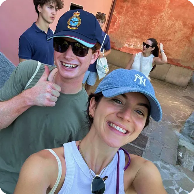 Two college students during their study abroad program in Italy