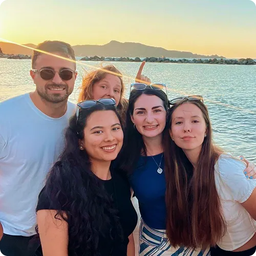 A group of college students in Sestri Levante during their study abroad in Italy