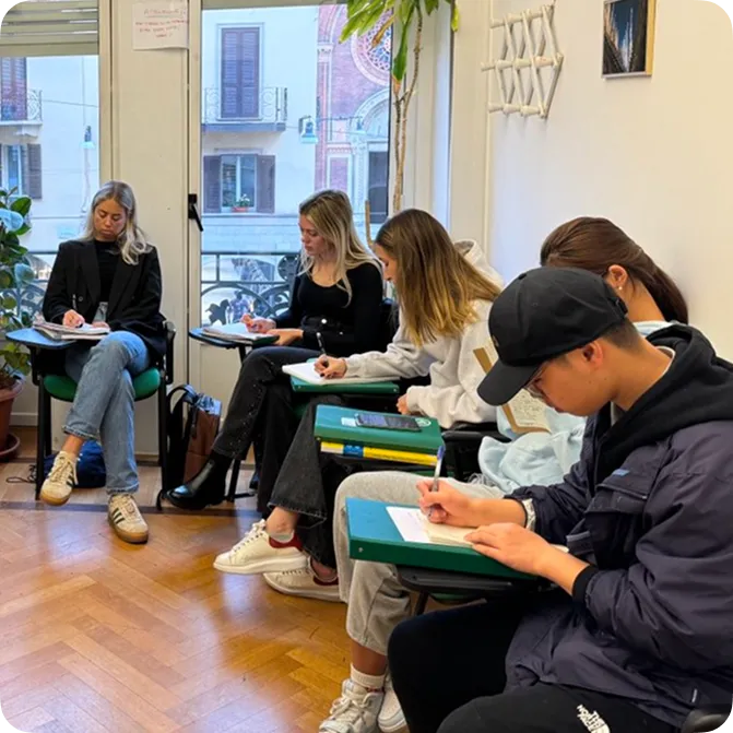 Students learning Italian during their study abroad program in Italy