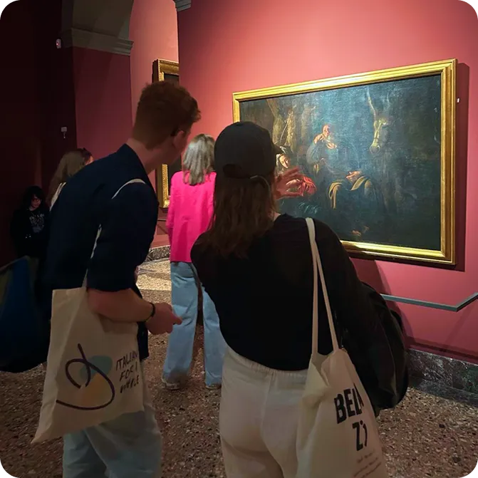 Students on their internship at a museum during their study abroad in Italy